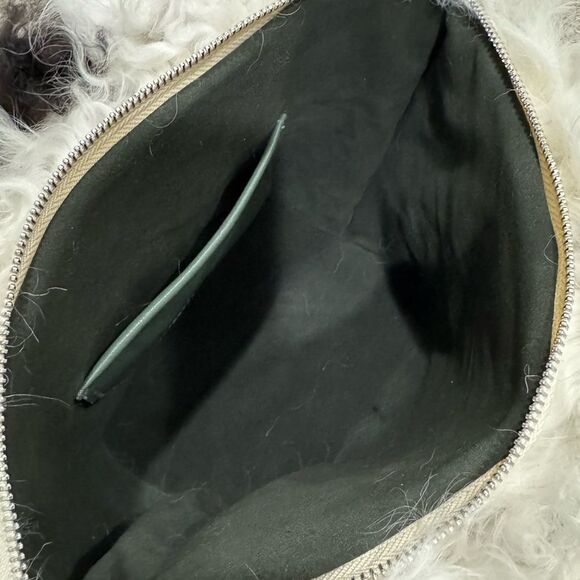 Dusty Rose Real Shearling Leather Half Moon Handbag with 2 Straps & Fur Charm - Picture 16 of 16